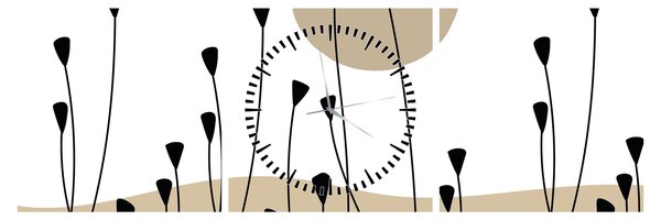 Obraz - Grafická lúka N⁰2 (s hodinami) (90x30 cm)
