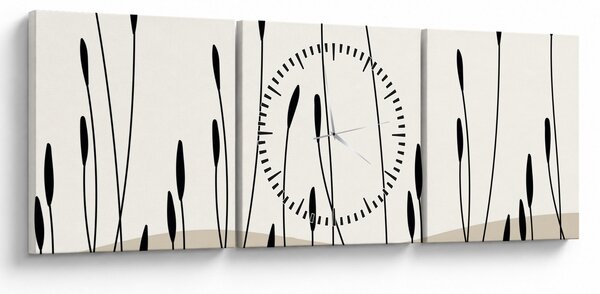 Obraz - Grafická lúka N⁰3 (s hodinami) (90x30 cm)