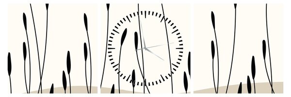 Obraz - Grafická lúka N⁰3 (s hodinami) (90x30 cm)