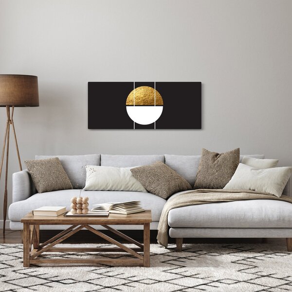 Obraz - Abstrakcia zlatá a čierna N⁰1 (120x50 cm)