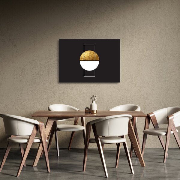Sklenený obraz - Abstrakcia zlatá a čierna N⁰1 (70x50 cm)