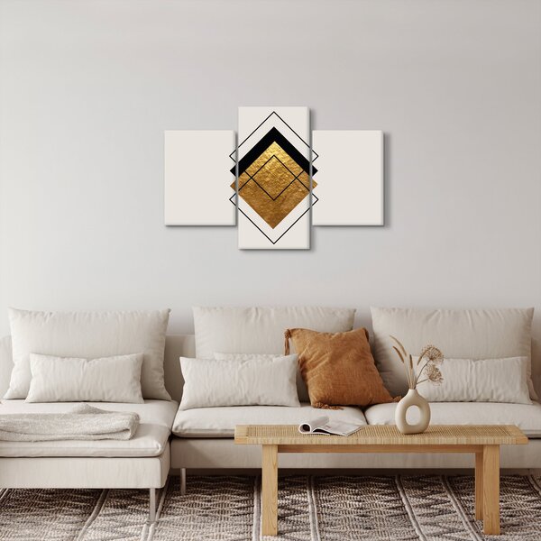 Obraz - Abstrakcia zlatá a biela N⁰1 (90x60 cm)