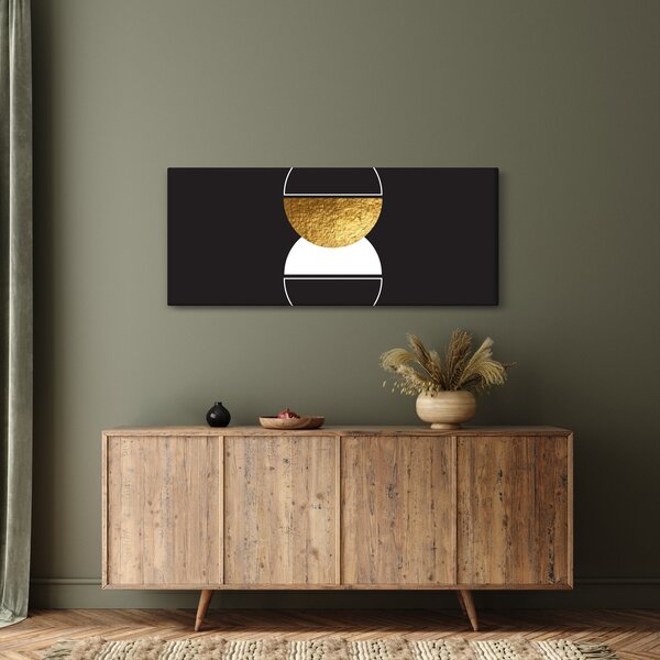 Obraz - Abstrakcia zlatá a čierna N⁰2 (120x50 cm)