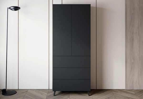 VYSOKÁ KOMODA, čierna, 70/170/39 cm P & B - Komody, Online Only