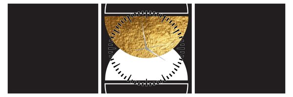 Obraz - Abstrakcia zlatá a čierna N⁰2 (s hodinami) (90x30 cm)