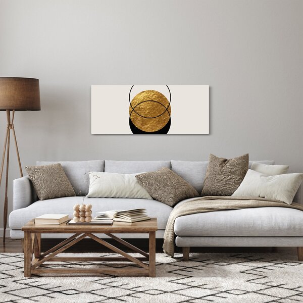 Obraz - Abstrakcia zlatá a biela N⁰2 (120x50 cm)