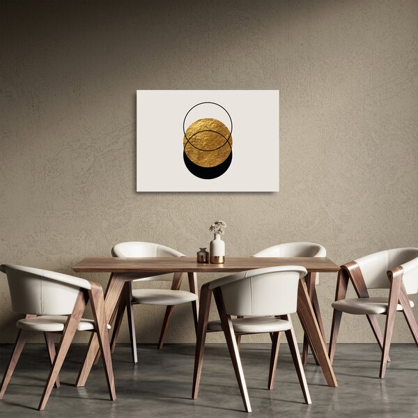 Sklenený obraz - Abstrakcia zlatá a biela N⁰2 (70x50 cm)