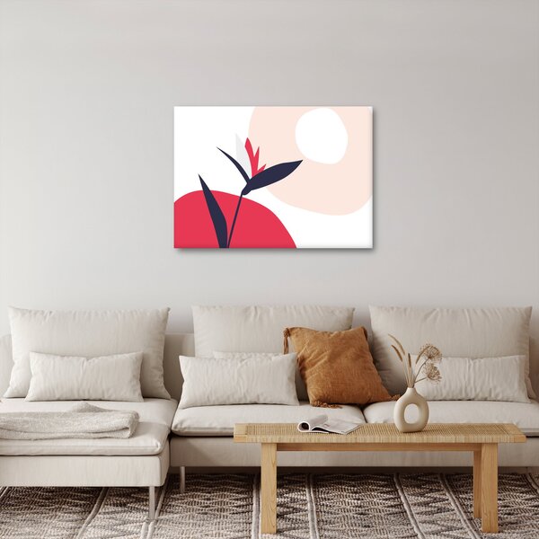 Obraz - Ružová florálna abstrakcia N⁰1 (70x50 cm)