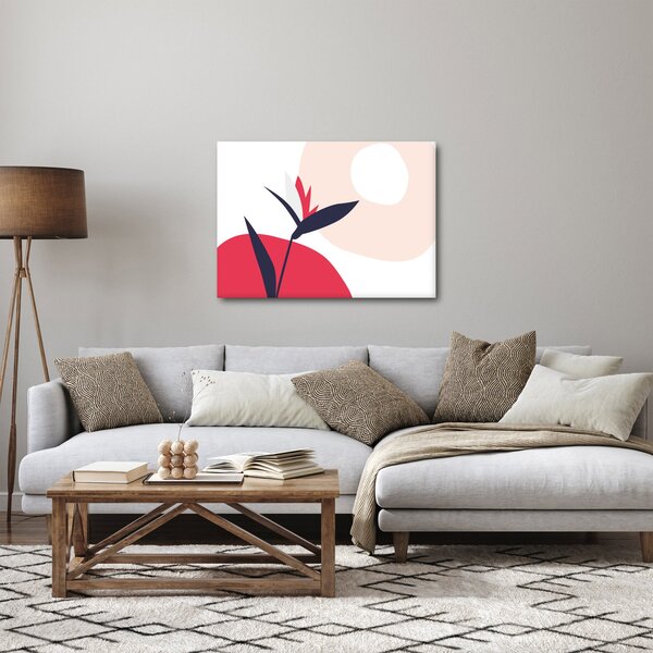 Obraz - Ružová florálna abstrakcia N⁰1 (70x50 cm)
