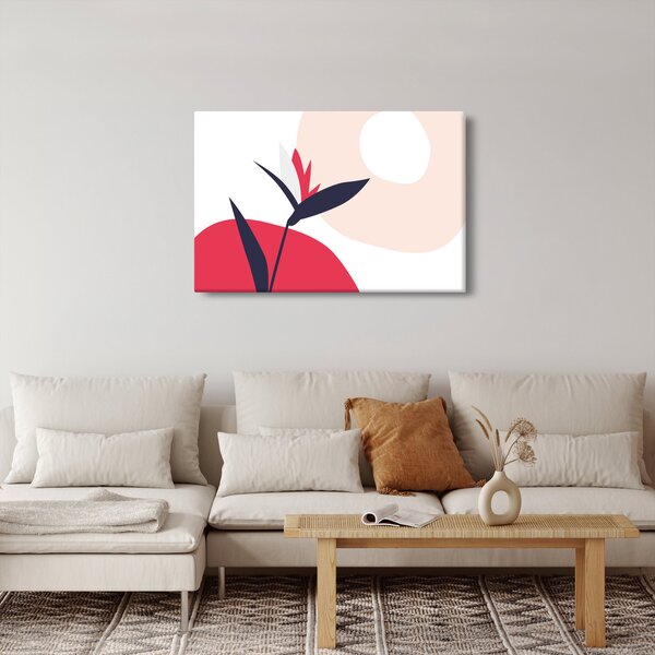 Obraz - Ružová florálna abstrakcia N⁰1 (90x60 cm)
