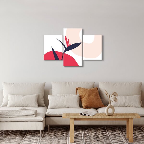 Obraz - Ružová florálna abstrakcia N⁰1 (90x60 cm)