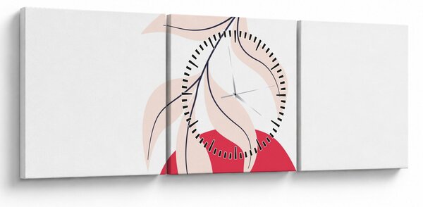Obraz - Ružová florálna abstrakcia N⁰2 (s hodinami) (90x30 cm)