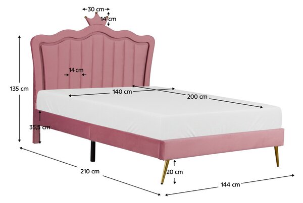 NovýNábytok.sk Manželská posteľ 140 cm Reinsercion 1 (ružová) (s roštom). Vlastná spoľahlivá doprava až k Vám domov. 1161242