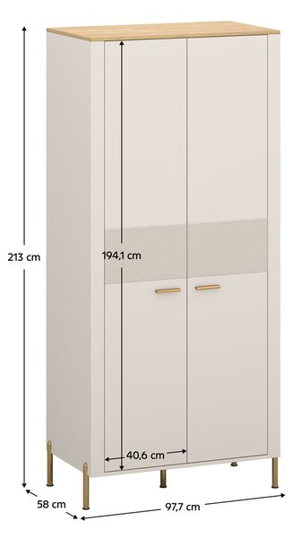 NovýNábytok.sk Šatníková skriňa Rubin 1 (kašmír + dub kamenný). Vlastná spoľahlivá doprava až k Vám domov. 1161288