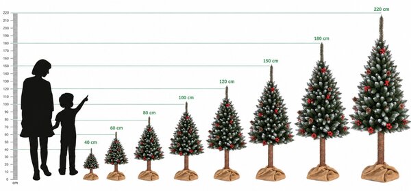 JAKS Vianočný stromček na kmeni s jarabinou 160 cm strieborný
