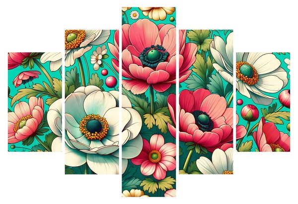 Obraz - Kvety na modrom pozadí (150x105 cm)