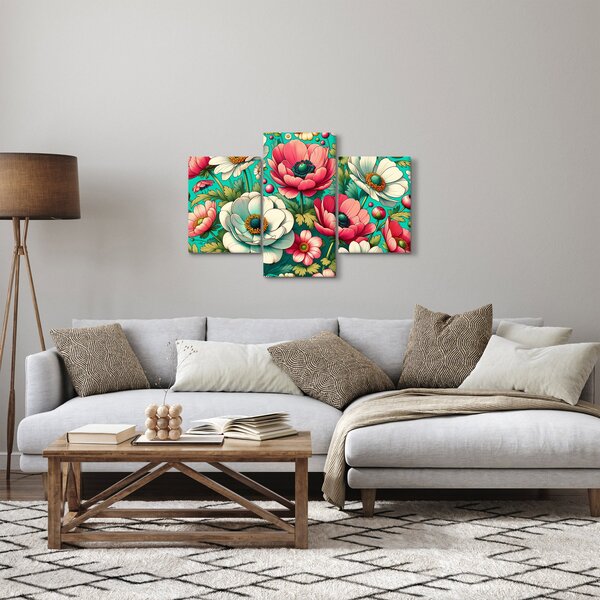 Obraz - Kvety na modrom pozadí (90x60 cm)