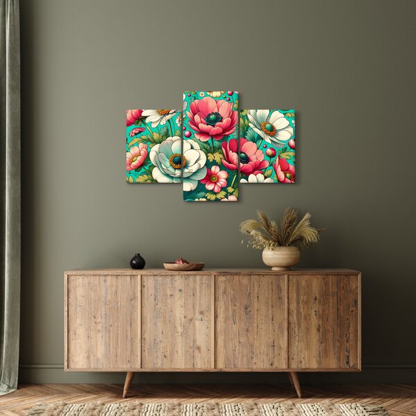 Obraz - Kvety na modrom pozadí (90x60 cm)