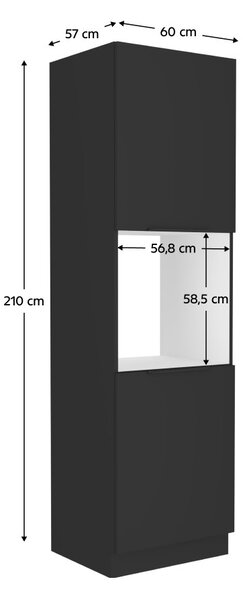 NovýNábytok.sk Vysoká kuchynská skrinka na rúru Arikona 60 DP-210 2F (čierna). Vlastná spoľahlivá doprava až k Vám domov. 1161319