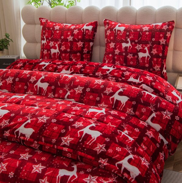 Mikroplyšové obliečky VELVET CHRISTMAS červené Rozmer obliečky: 2 ks 70 x 90 cm | 200 x 220 cm