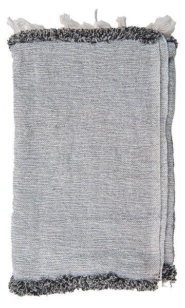 Šedo-čierny bavlnený pléd so strapcami Valoé - 125*150 cm - Clayre & Eef
