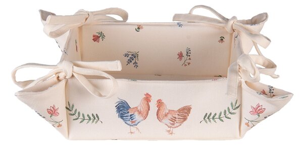 Bavlnený košík na pečivo Chicken and Rooster - 35*35*8 cm - Clayre & Eef