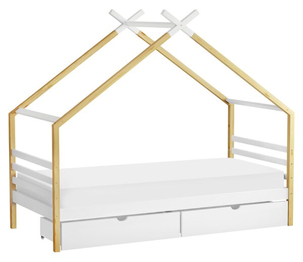 NovýNábytok.sk Montessori detská posteľ 90 x 200 cm Thailandia 1 (biela + prírodná) (s roštom) (s úl. priestorom). Vlastná spoľahlivá doprava až k Vám domov. 1161361