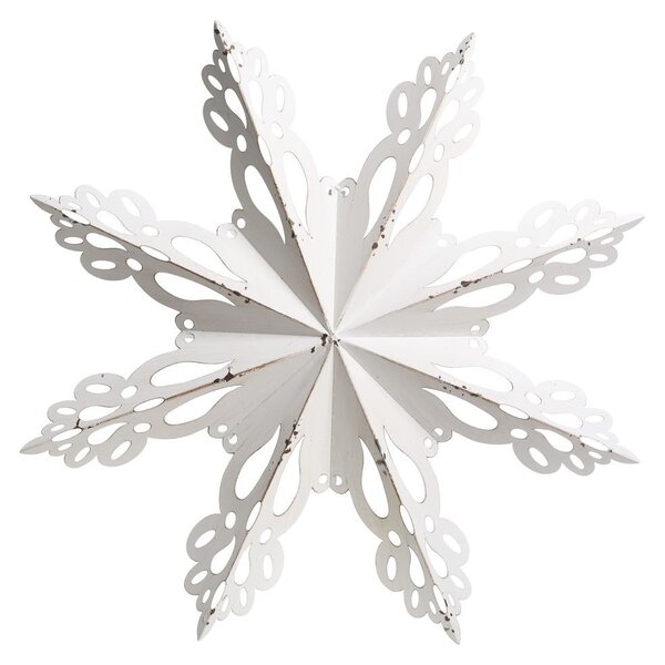 Biela antik kovová nástenná dekorácia snehová vločka Snowflake - 63*6 cm - Chic Antique