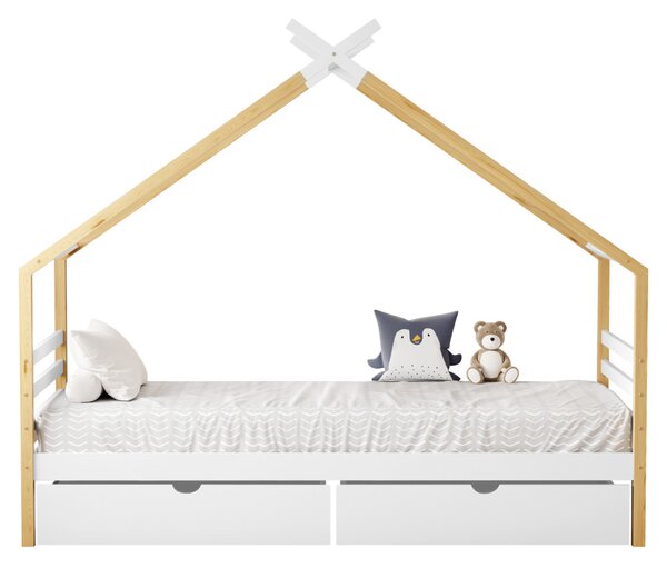 NovýNábytok.sk Montessori detská posteľ 90 x 200 cm Thailandia 1 (biela + prírodná) (s roštom) (s úl. priestorom). Vlastná spoľahlivá doprava až k Vám domov. 1161361