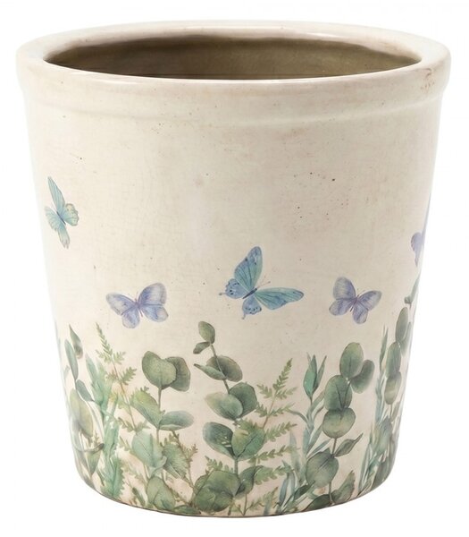 Dekoratívny obal na kvetináč Butterflies Home S - Ø 15*14 cm - Clayre & Eef