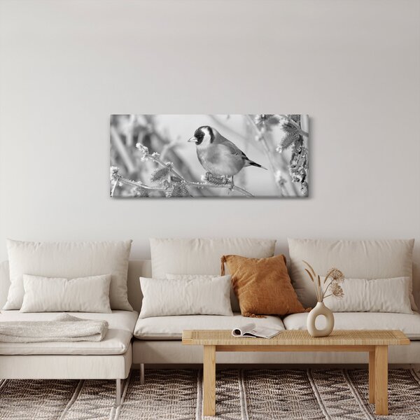 Obraz - Vtáčik v zime (120x50 cm)