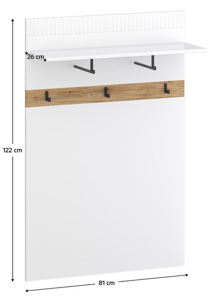 NovýNábytok.sk Vešiakový panel Viniera 1 (biela + dub evoke). Vlastná spoľahlivá doprava až k Vám domov. 1161409