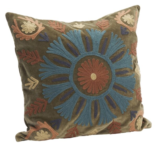 Obal na vankúš s výšivkou Velvet Suzani Blue 50 × 50 cm