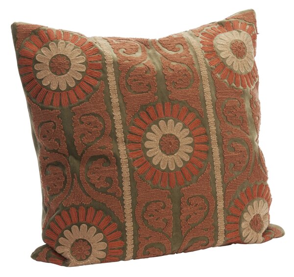 Obal na vankúš s výšivkou Velvet Suzani Dusty Rose 50 × 50 cm