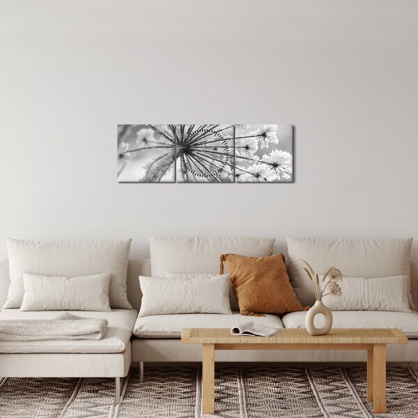 Obraz - Kvetina v zime (s hodinami) (90x30 cm)
