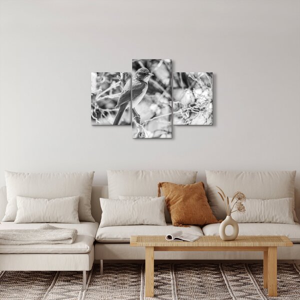 Obraz - Modrý vták v zime (90x60 cm)