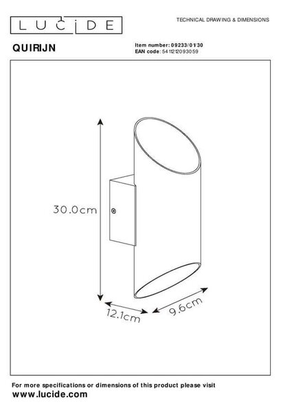 Lucide L092330130 nástenné svietidlo QUIRIJN G9