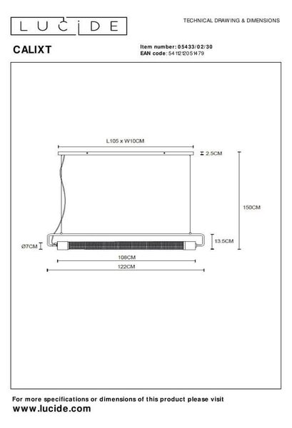 Lucide L054330230 závesné stropné svietidlo CALIXT E27