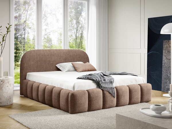Čalúnená jednolôžková posteľ s úložným priestorom Belluno 120x200 - hnedá