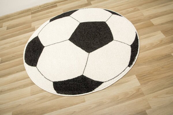 Koberec Weliro futbalová lopta, čierny / krémový