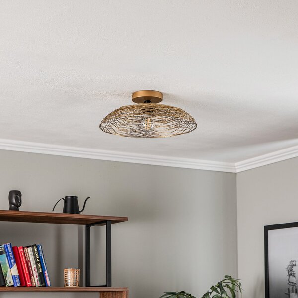 Stropné Lampa Lindby, Thorian, stmievateľné, Zlatá / Mosadz, Obývacia izba, Kov, Dizajnový
