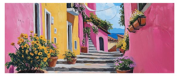 Obraz - Ružová ulička (120x50 cm)