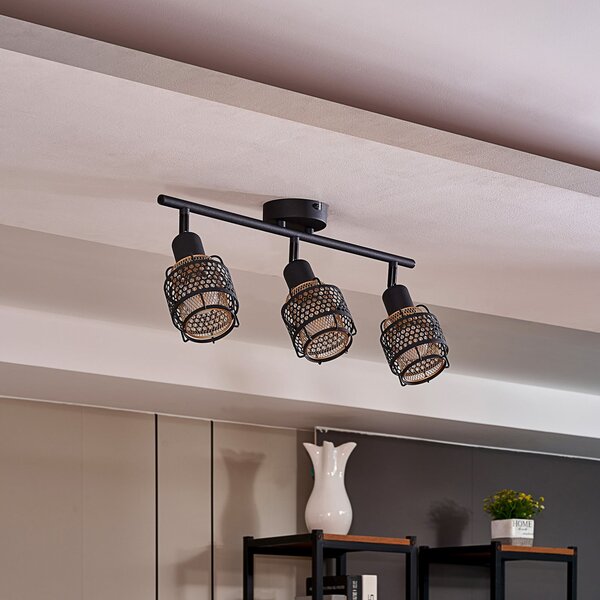 Stropné Lampa Lindby, Eudoria, stmievateľné, Čierna, Obývacia izba, Kov, Moderný