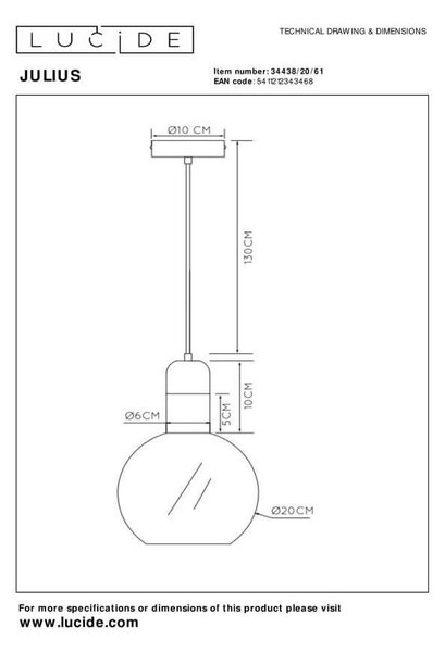 Lucide L344382061 závesné stropné svietidlo JULIUS E27