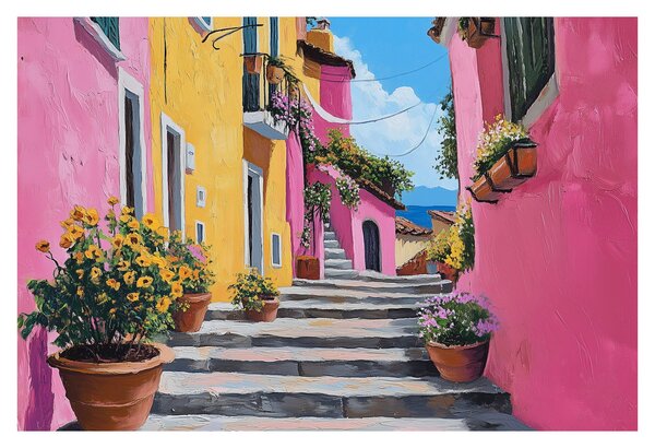 Obraz - Ružová ulička (90x60 cm)