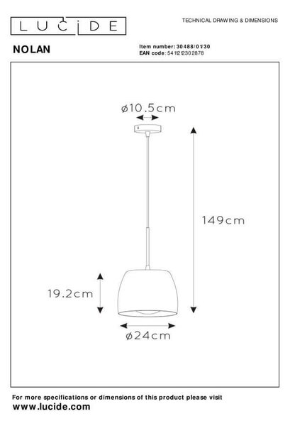 Lucide L304880130 závesné stropné svietidlo NOLAN E27