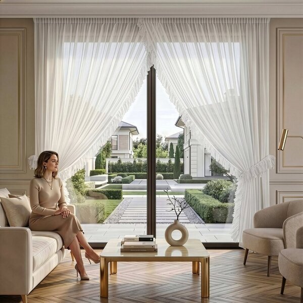 Dekorstudio Šifónová záclona ARABELLA s riasiacou páskou 400 x 250cm, biela