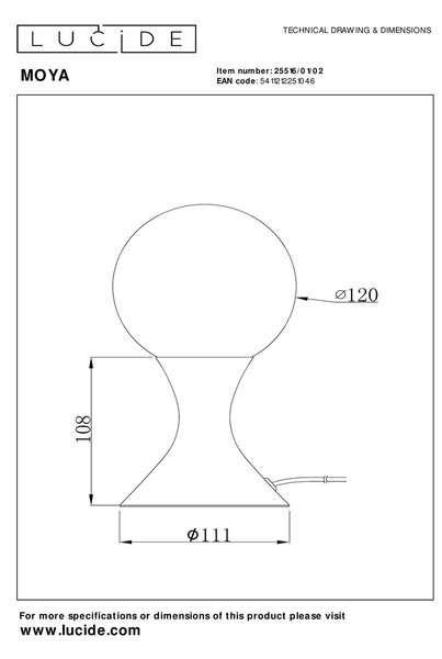 Lucide L255160102 stolná lampička MOYA G9