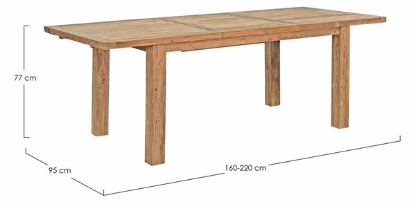 MUZZA Záhradný rozkladací stôl tonby 160 (220) x 95 cm prírodný