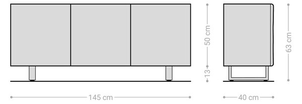 DELIFE Komoda New Live-Edge 145 cm dub prírodný 3 dvierka kovová podstava čierna